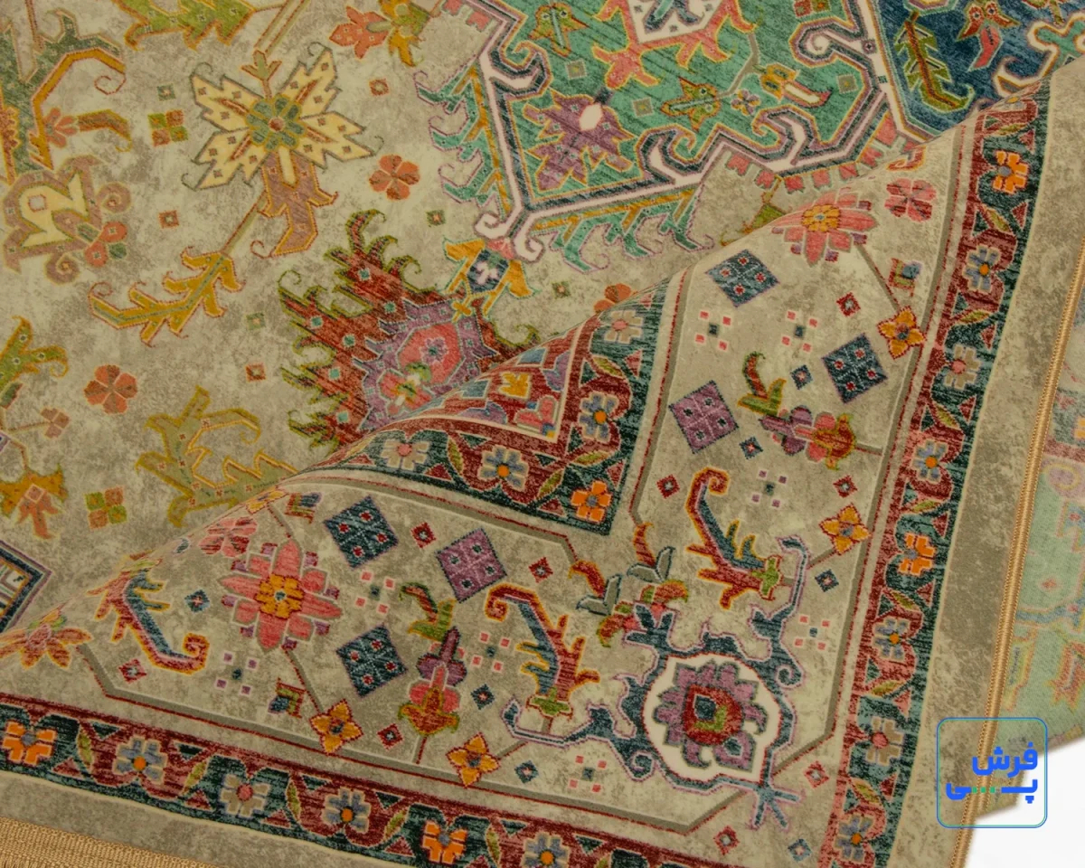 خرید قسطی |  فرش ابریشم ماشینی T1091 کرم سبز