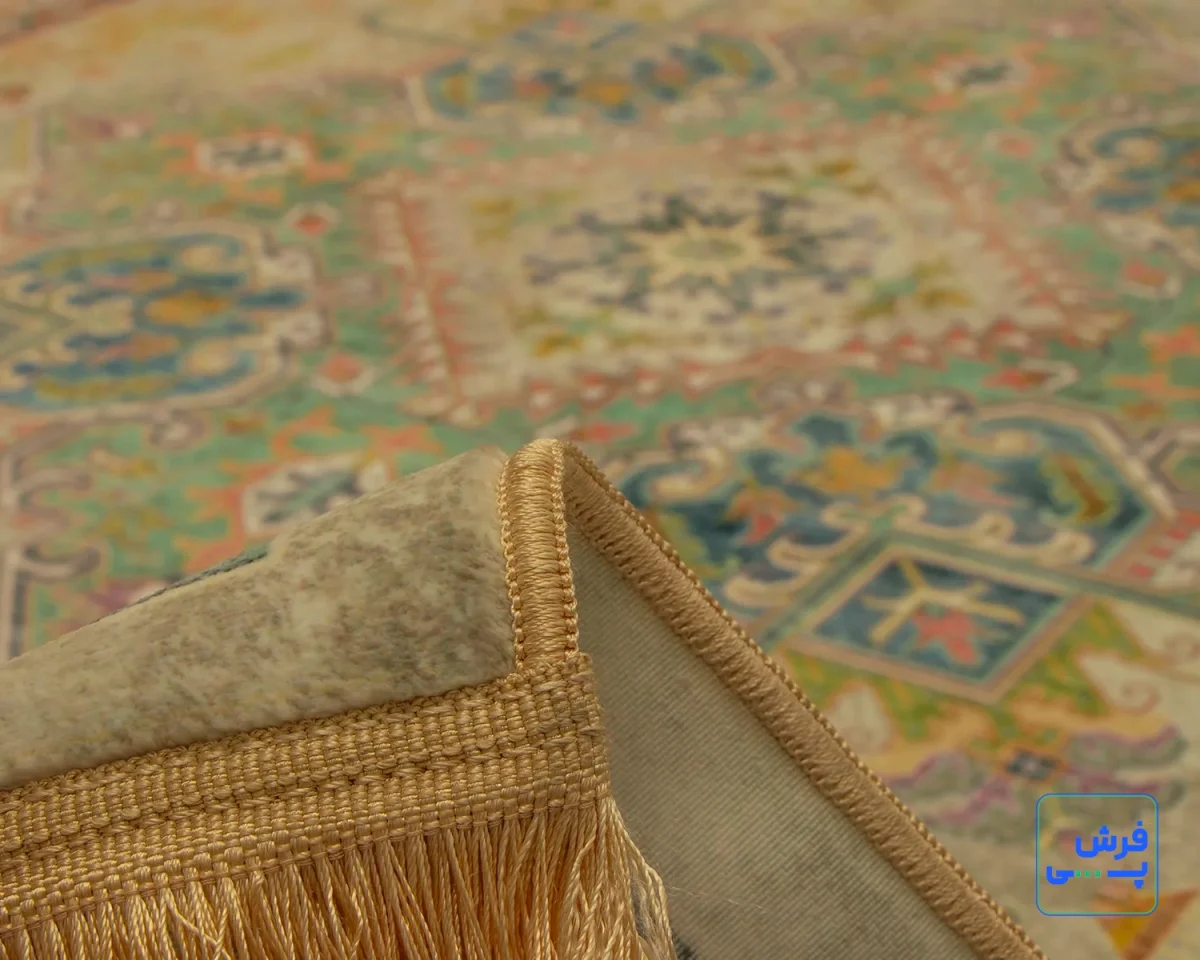 خرید قسطی |  فرش ابریشم ماشینی T1091 کرم سبز