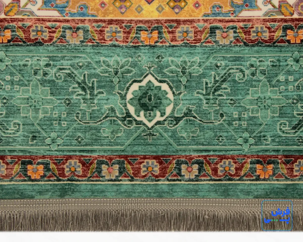 خرید قسطی |  فرش ابریشم ماشینی T1092 فیروزه‌ای