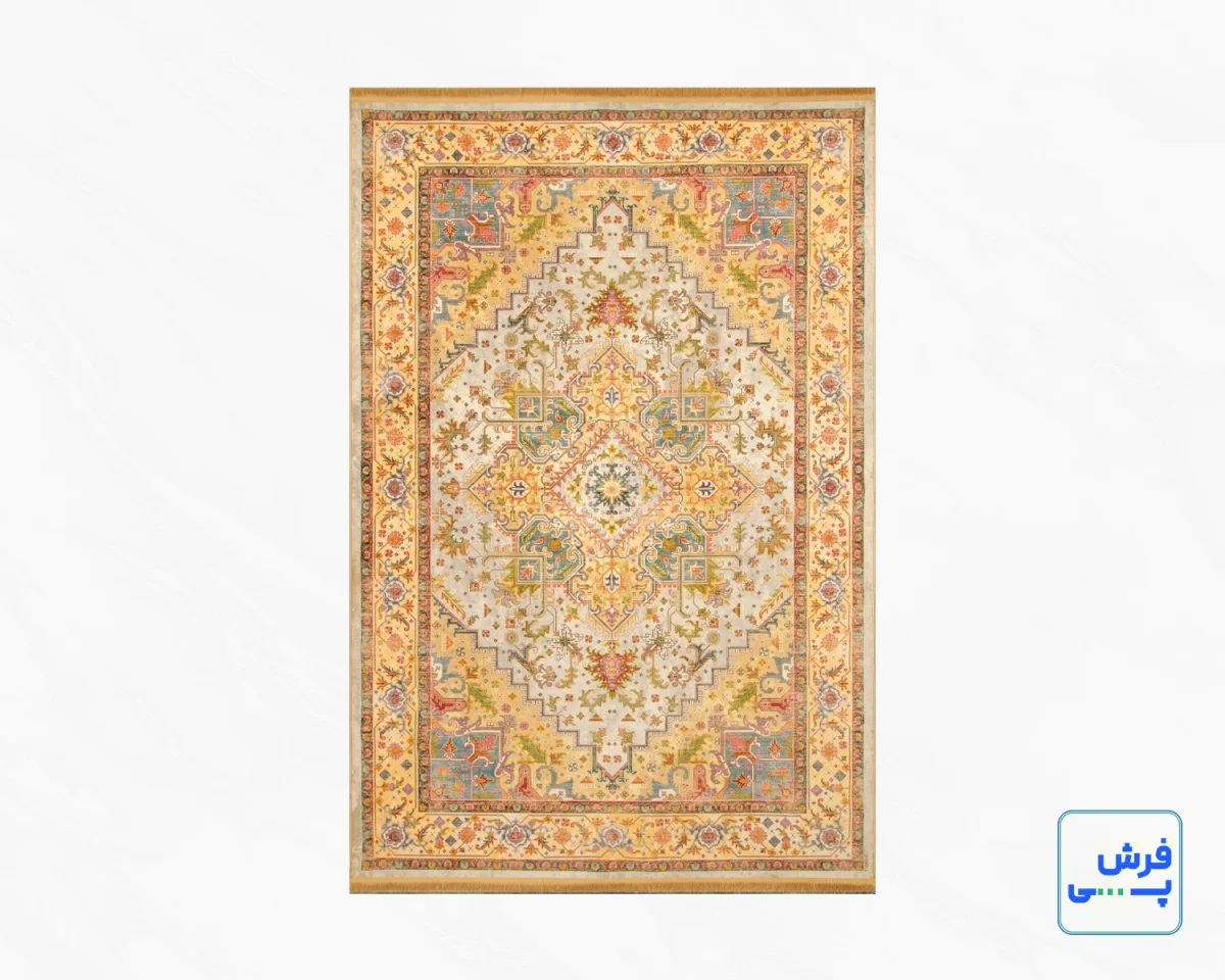 خرید قسطی |  فرش ابریشم ماشینی T1095 کرم