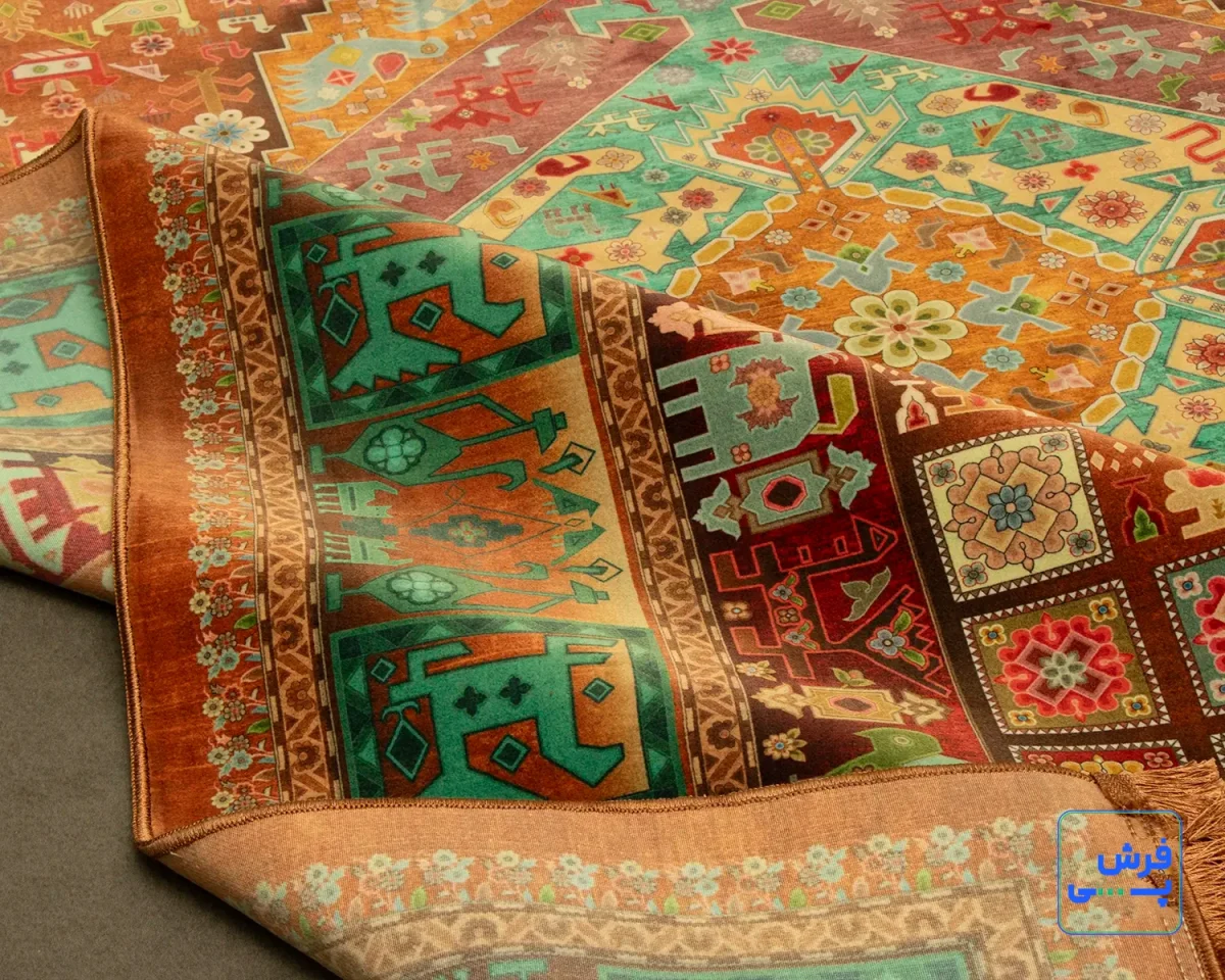 خرید قسطی |  فرش ابریشم ماشینی T1110 نارنجی