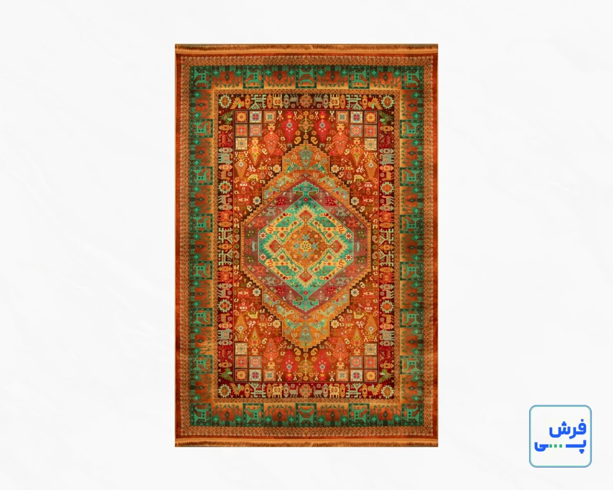 خرید قسطی |  فرش ابریشم ماشینی T1110 نارنجی