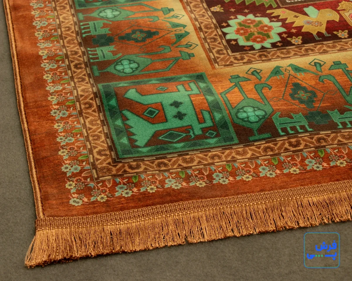 خرید قسطی |  فرش ابریشم ماشینی T1110 نارنجی