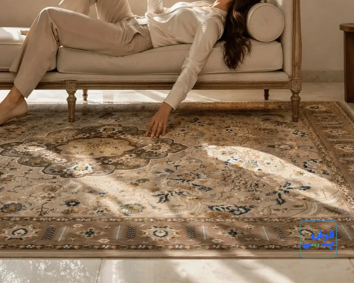 خرید قسطی | فرش کلاسیک 75012 کرم طوسی