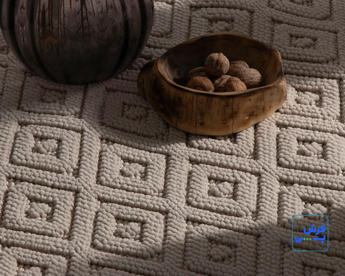 خرید قسطی | فرش مینیمال 8018 سفید کرم