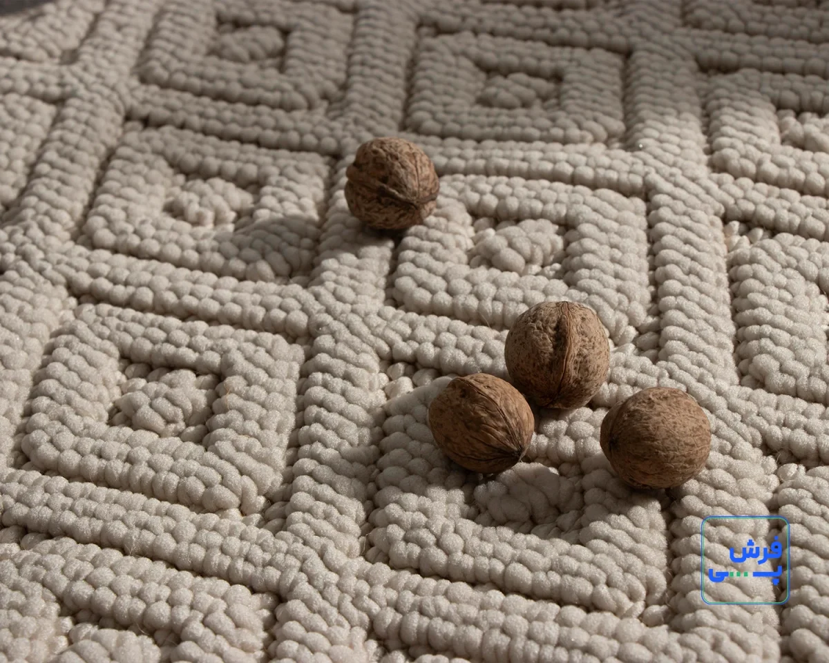خرید قسطی | فرش مینیمال 8018 سفید کرم