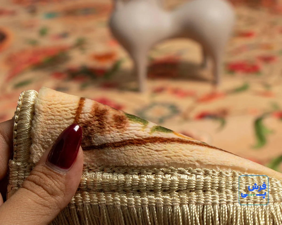 1027-4.webp خرید اقساطی | فرش ابریشم ماشینی باغ جاودان L1027 کرم