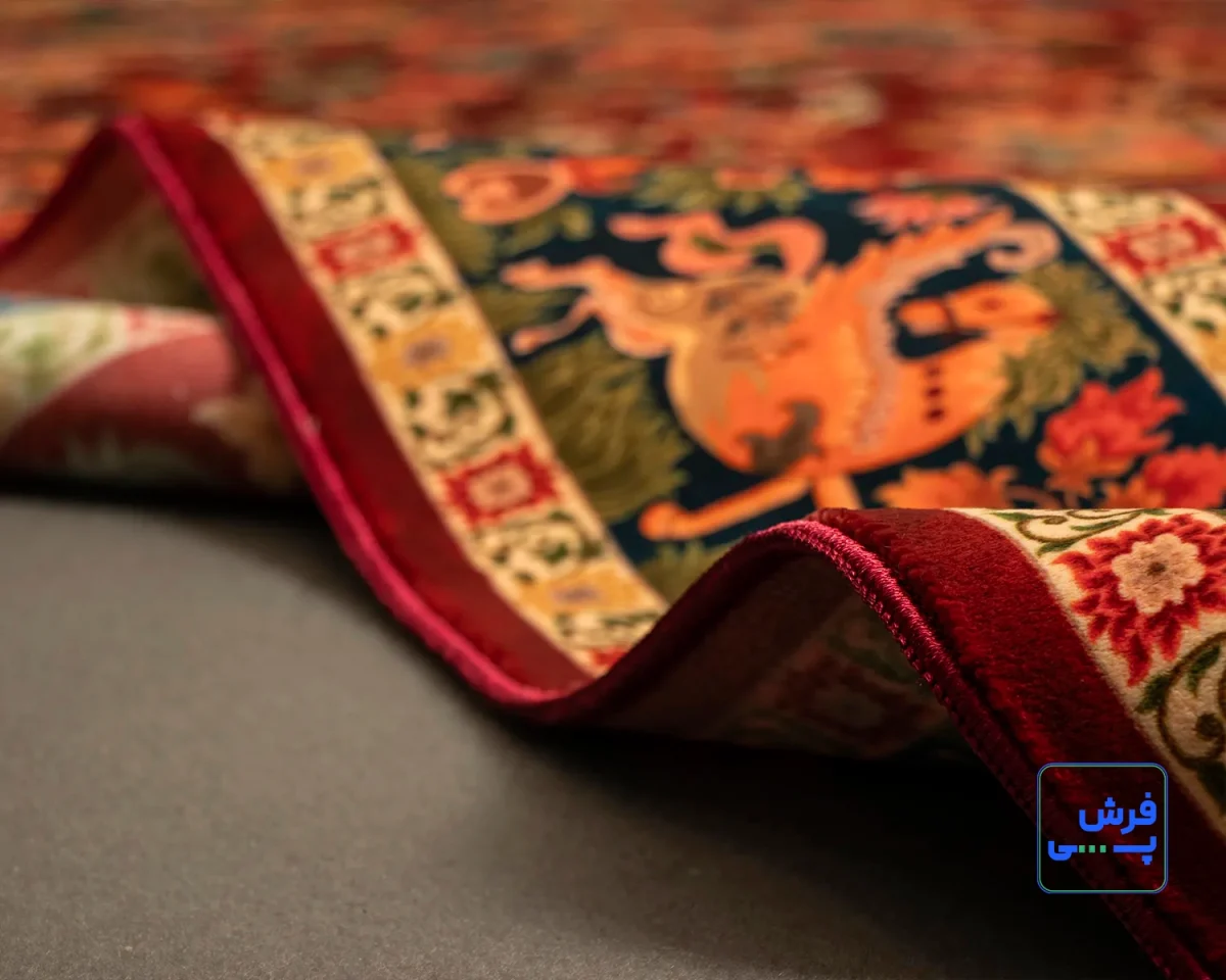 1028-6.webp خرید اقساطی | فرش ابریشم ماشینی باغ جاودان L1028 لاکی