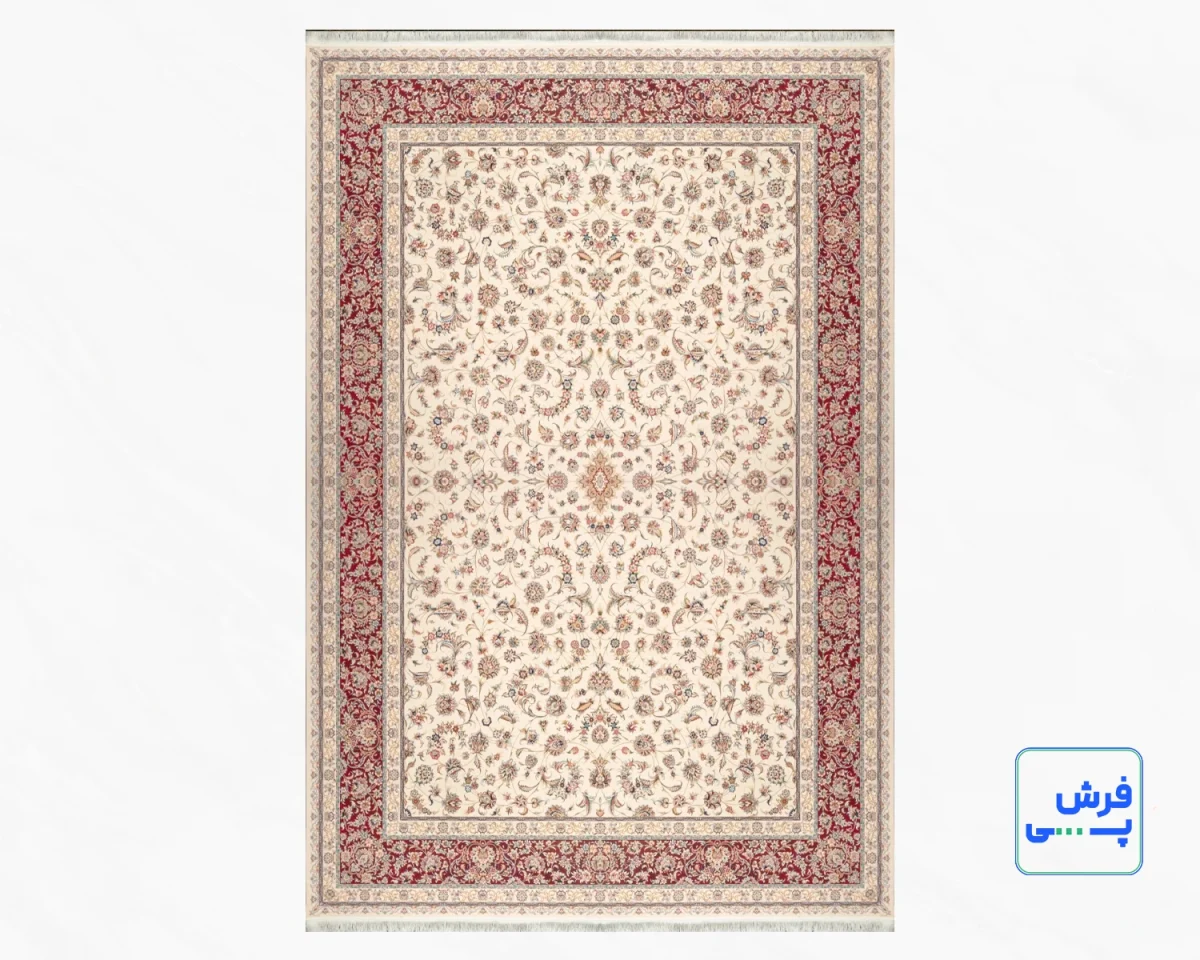 خرید اقساطی | فرش کلاسیک 7502 کرم حاشیه شرابی