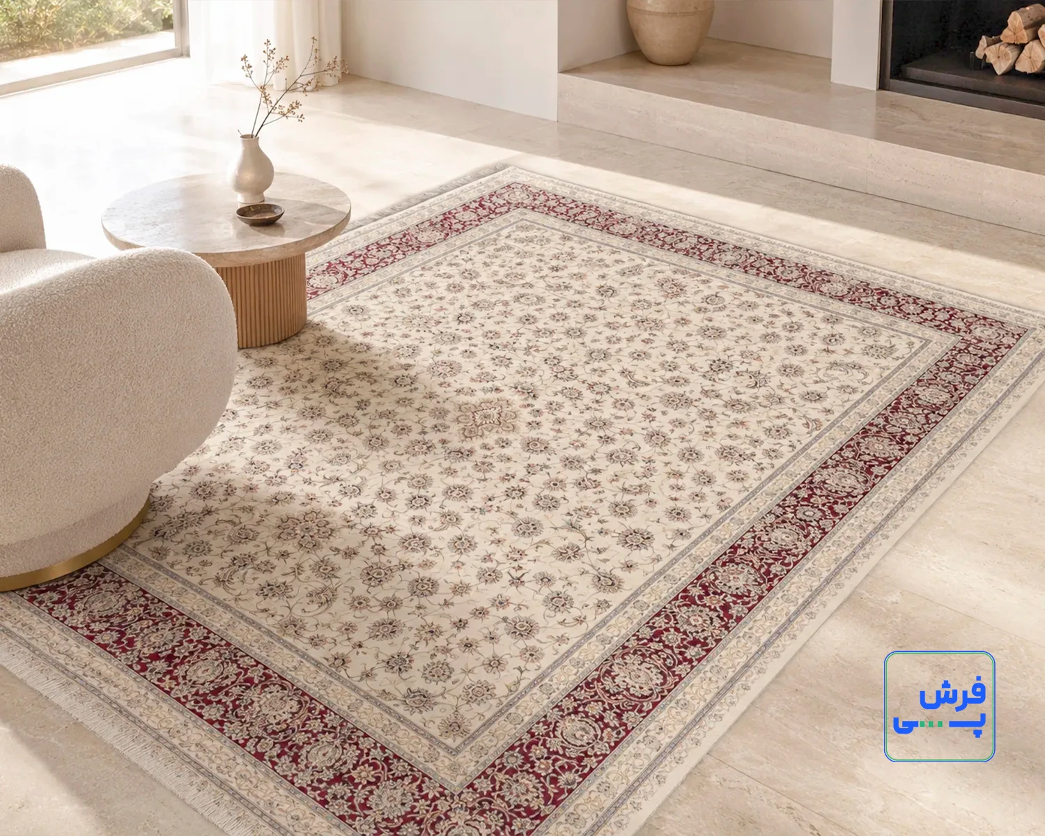 7502-sharabi-11.webp خرید اقساطی | فرش کلاسیک 7502 کرم حاشیه شرابی