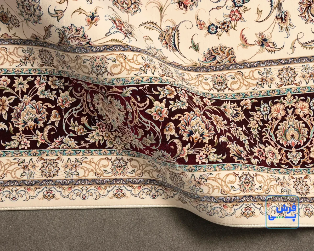 خرید اقساطی | فرش کلاسیک 7502 کرم حاشیه شرابی