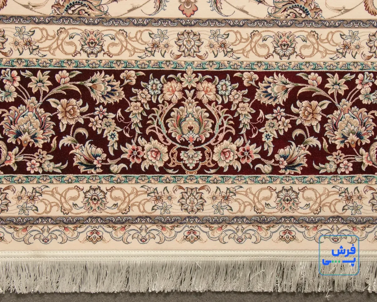 خرید اقساطی | فرش کلاسیک 7502 کرم حاشیه شرابی
