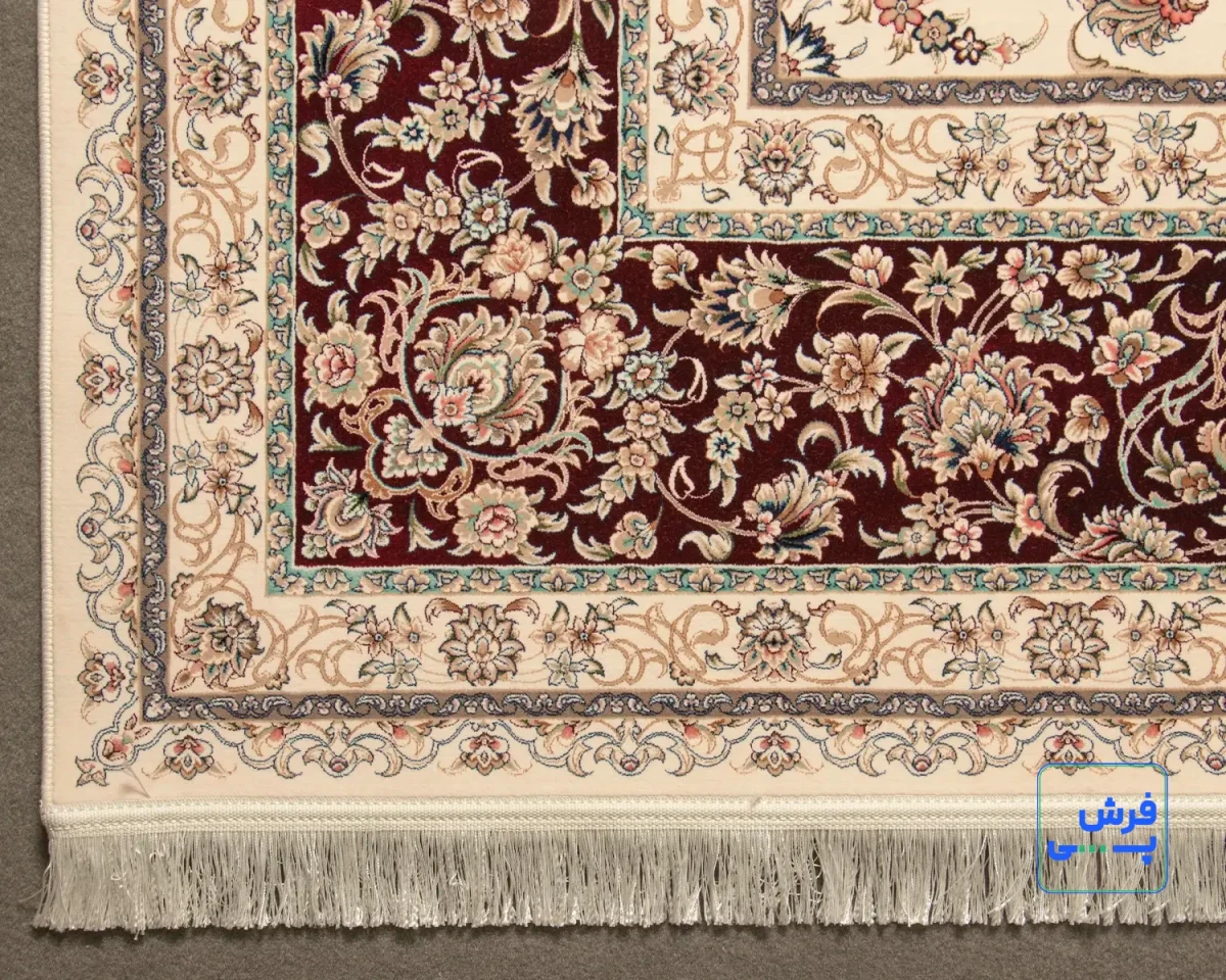 خرید اقساطی | فرش کلاسیک 7502 کرم حاشیه شرابی
