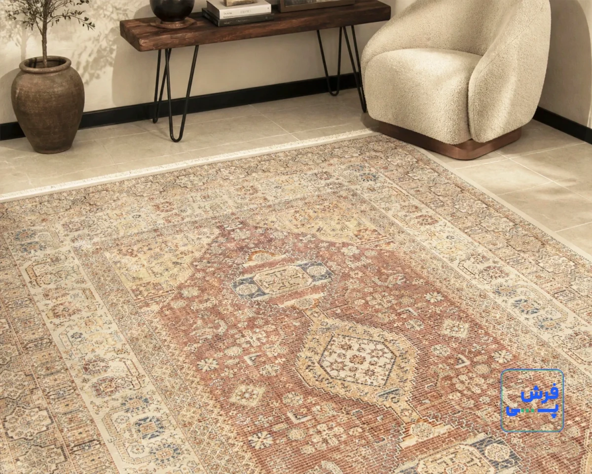 8315-12.webp خرید اقساطی | فرش وینتیج 8315LC گلبهی حاشیه کرم