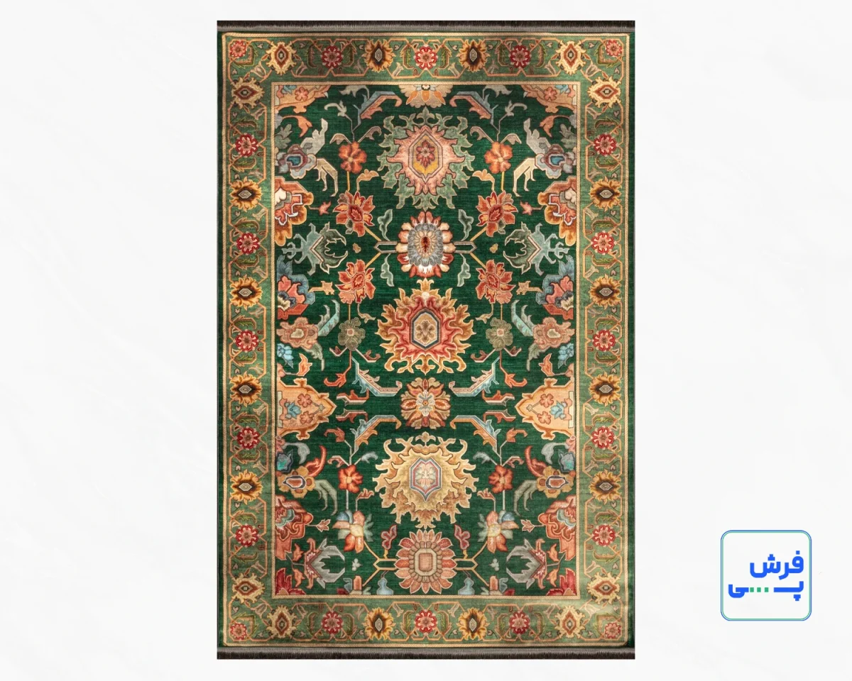 L-1017-1.webp خرید اقساطی | فرش ابریشم ماشینی L1017 سبز