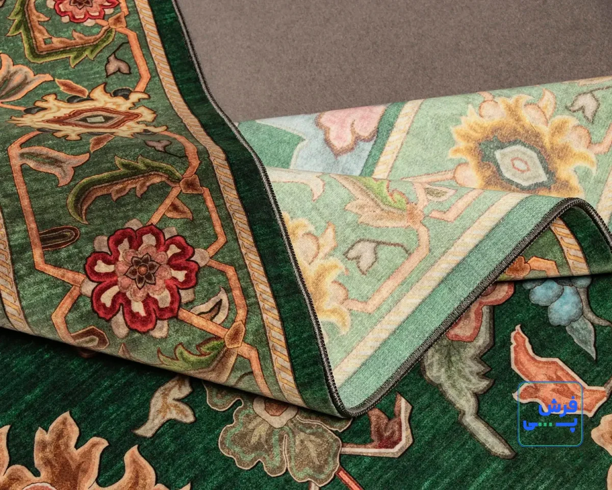 L-1017-5.webp خرید اقساطی | فرش ابریشم ماشینی L1017 سبز