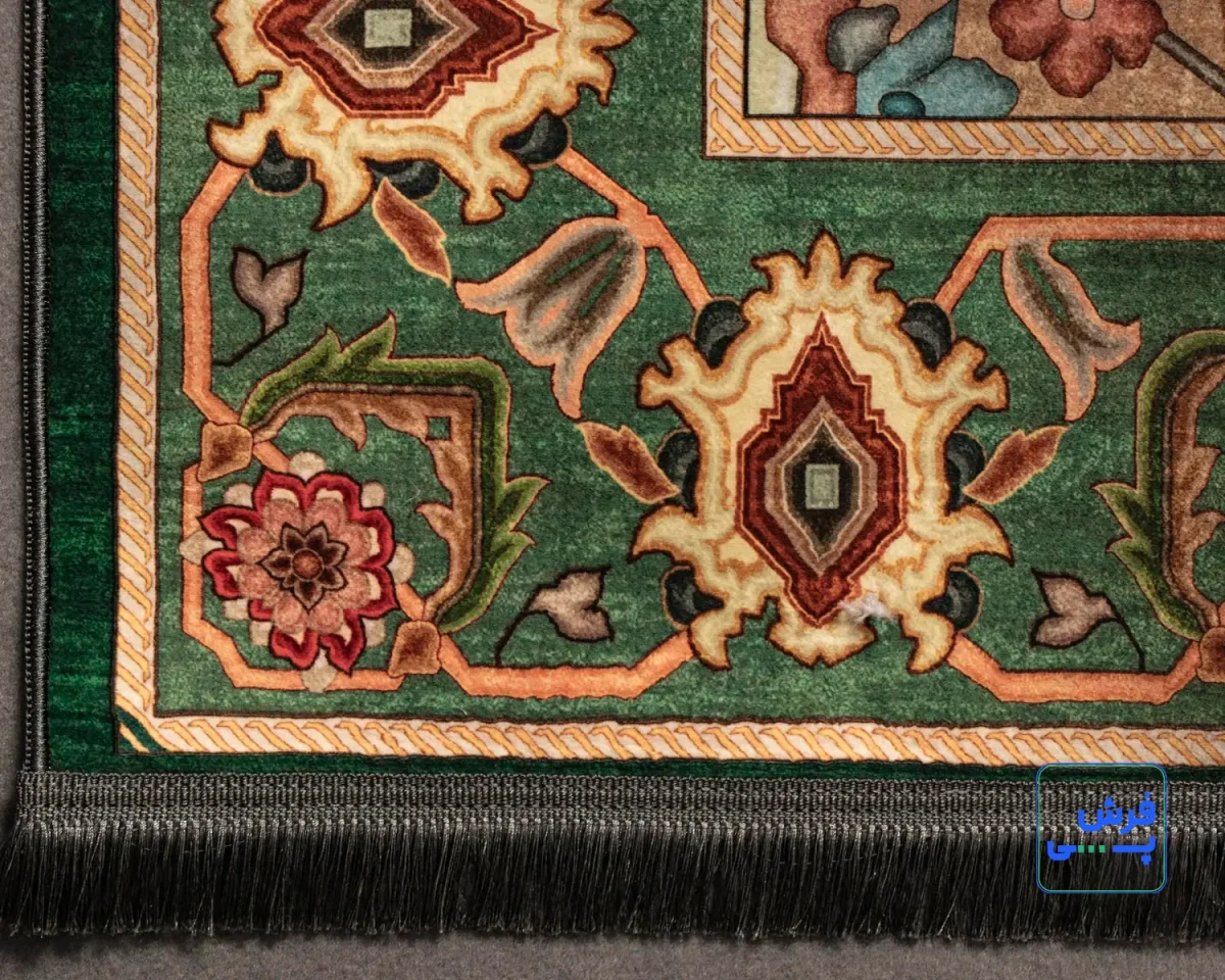 L-1017-7.webp خرید اقساطی | فرش ابریشم ماشینی L1017 سبز
