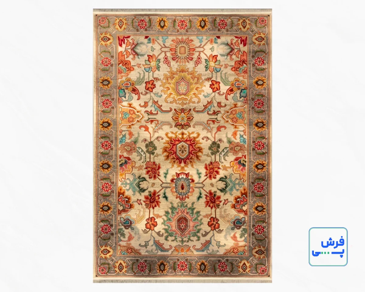 L-1021-1.webp خرید اقساطی | فرش ابریشم ماشینی L1021 کرم