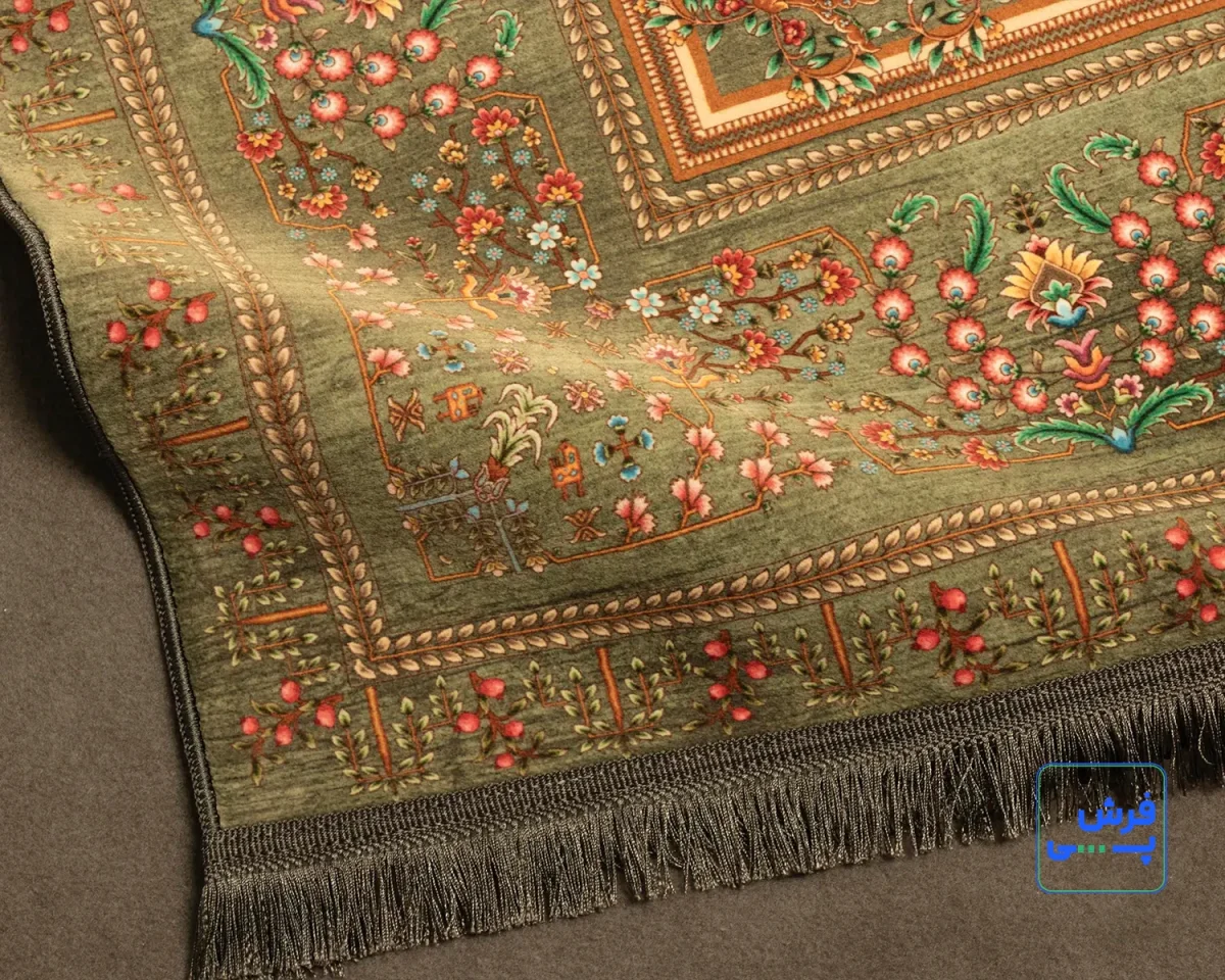 p-1143-4.webp خرید اقساطی | فرش ابریشم ماشینی P1143 سبز
